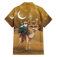 Morocco Christmas in Sahara Family Matching Tank Maxi Dress and Hawaiian Shirt Black Santa Riding Camel - Wonder Print Shop