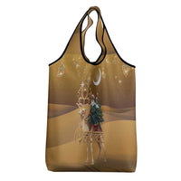 Morocco Christmas in Sahara Grocery Bag Black Santa Riding Camel - Wonder Print Shop