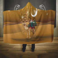 Morocco Christmas in Sahara Hooded Blanket Black Santa Riding Camel - Wonder Print Shop