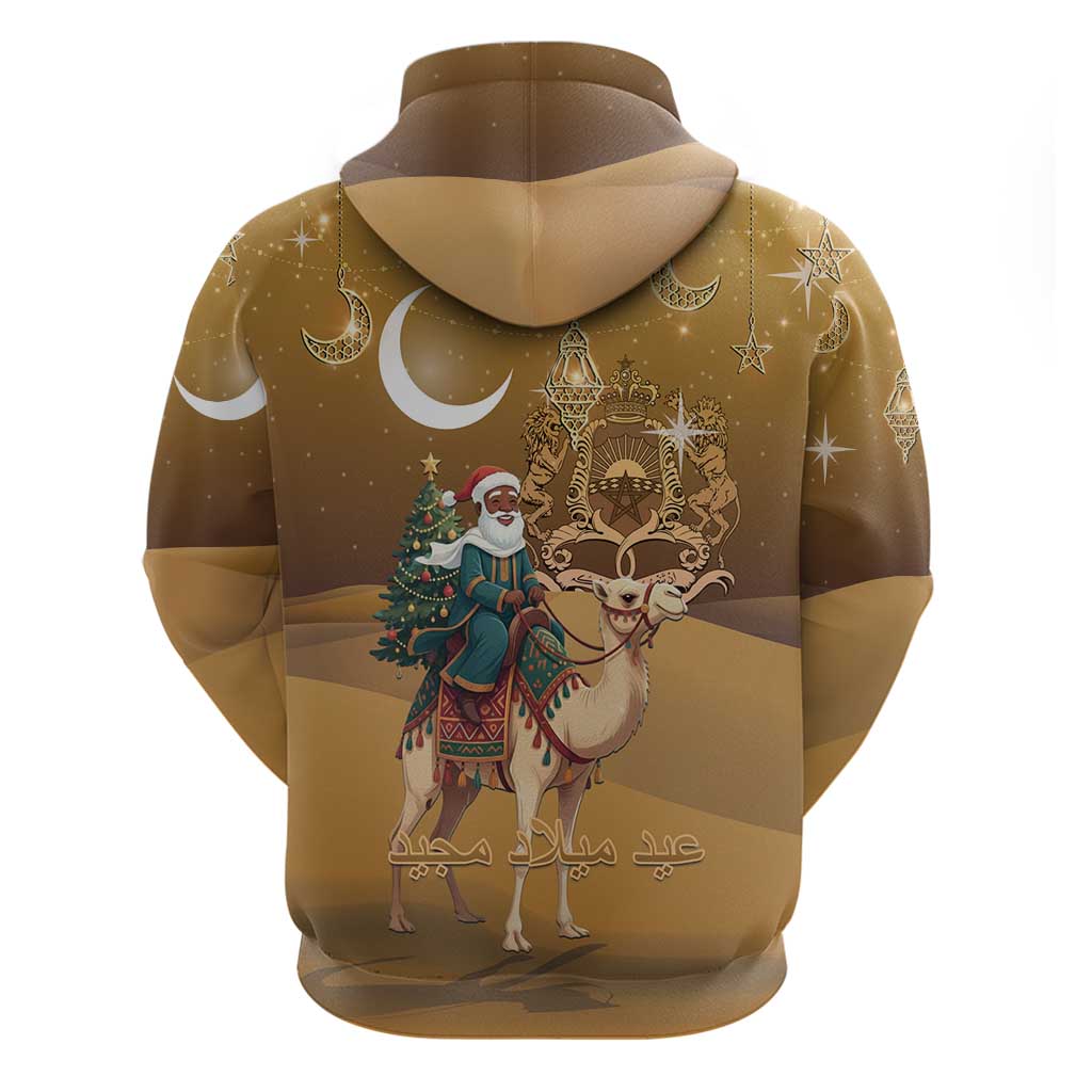 Morocco Christmas in Sahara Hoodie Black Santa Riding Camel - Wonder Print Shop