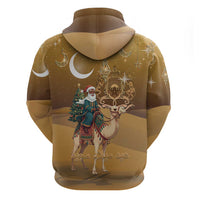 Morocco Christmas in Sahara Hoodie Black Santa Riding Camel - Wonder Print Shop