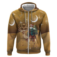 Morocco Christmas in Sahara Hoodie Black Santa Riding Camel - Wonder Print Shop