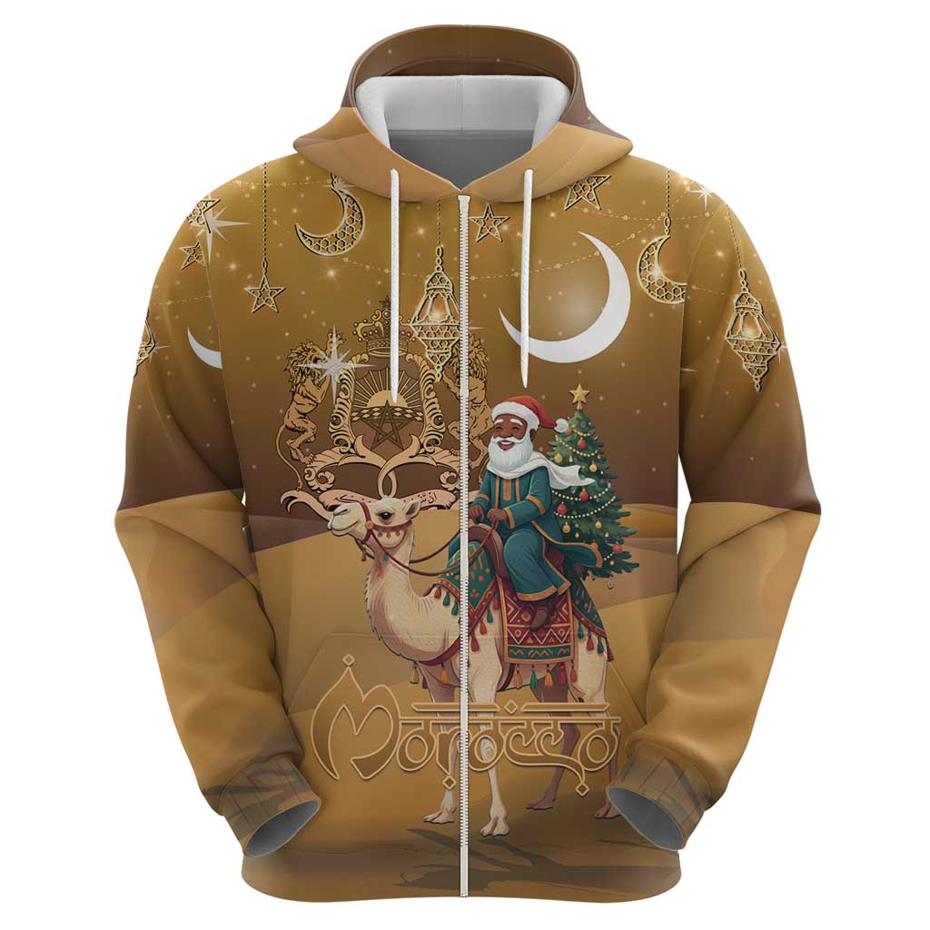 Morocco Christmas in Sahara Hoodie Black Santa Riding Camel - Wonder Print Shop