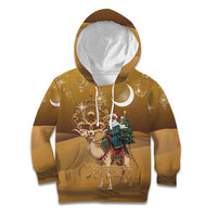 Morocco Christmas in Sahara Kid Hoodie Black Santa Riding Camel - Wonder Print Shop