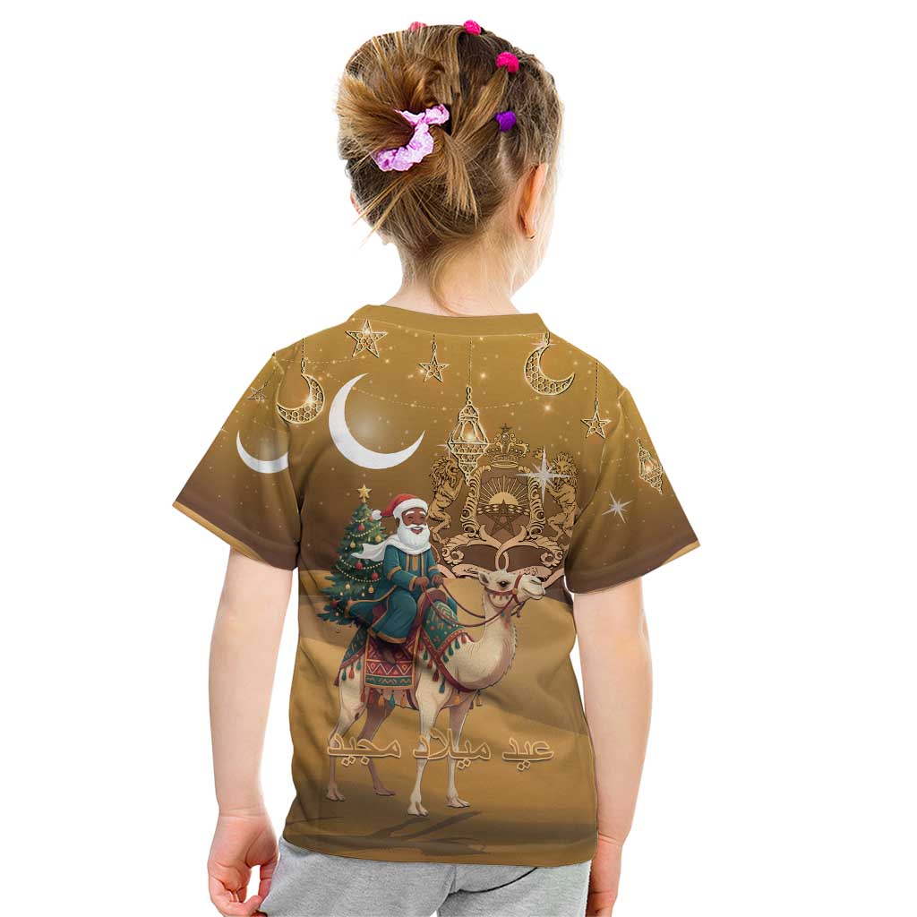 Morocco Christmas in Sahara Kid T Shirt Black Santa Riding Camel - Wonder Print Shop