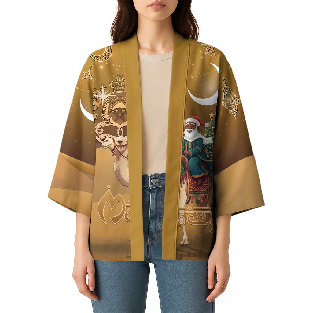 Morocco Christmas in Sahara Kimono Black Santa Riding Camel - Wonder Print Shop