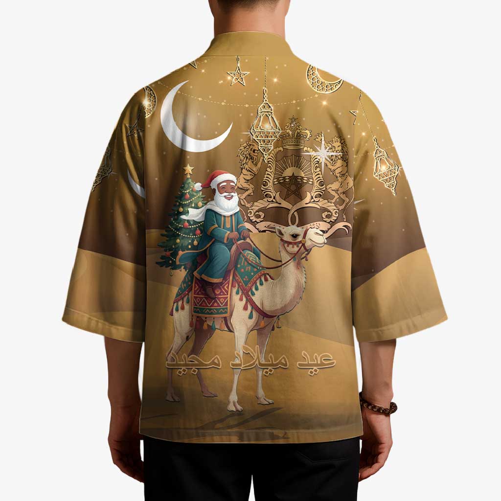 Morocco Christmas in Sahara Kimono Black Santa Riding Camel - Wonder Print Shop