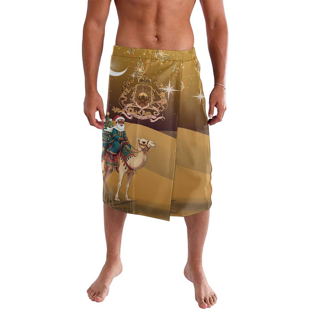 Morocco Christmas in Sahara Lavalava Black Santa Riding Camel - Wonder Print Shop