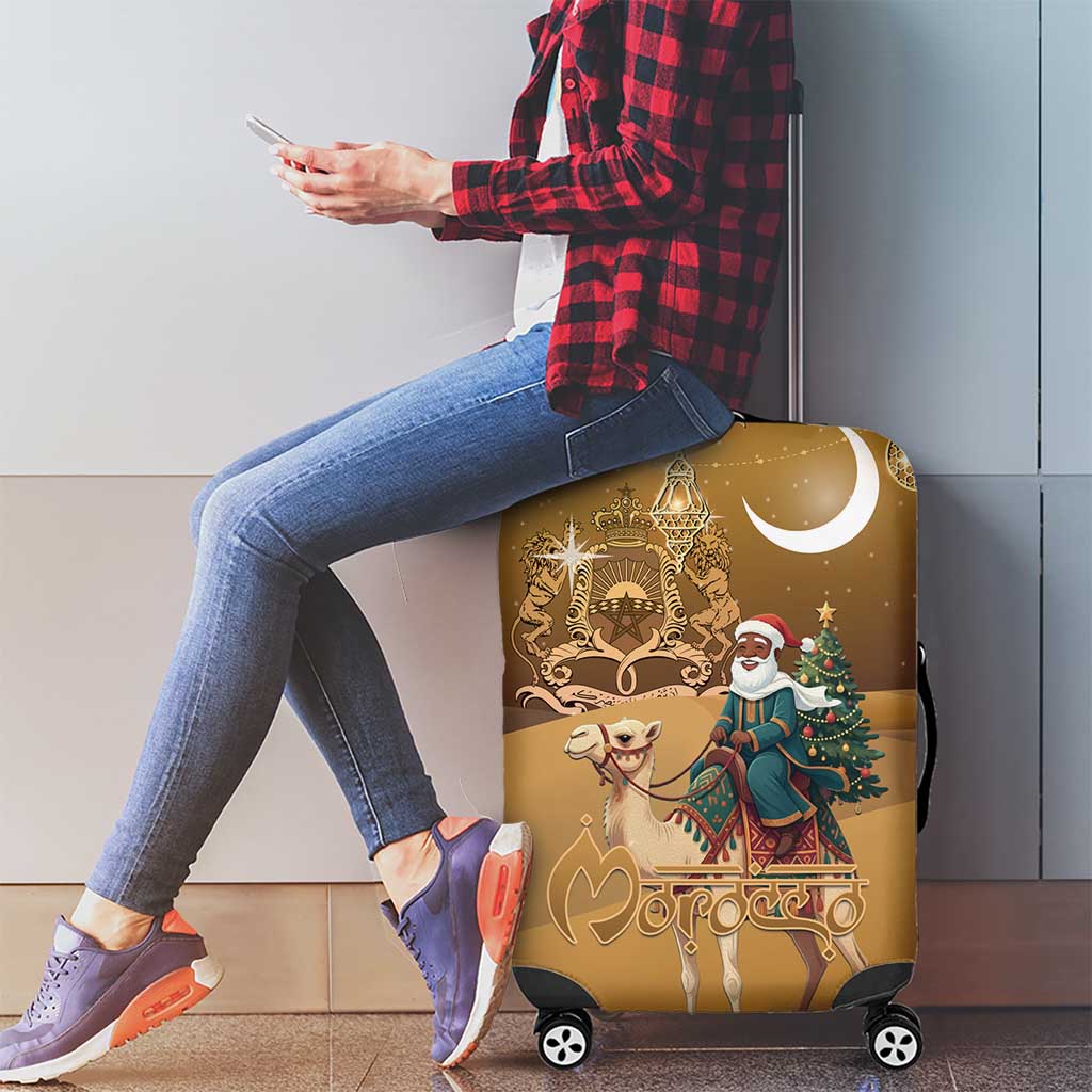 Morocco Christmas in Sahara Luggage Cover Black Santa Riding Camel - Wonder Print Shop
