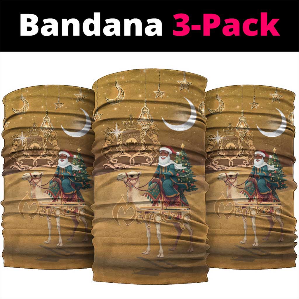 Morocco Christmas in Sahara Neck Gaiter Black Santa Riding Camel - Wonder Print Shop