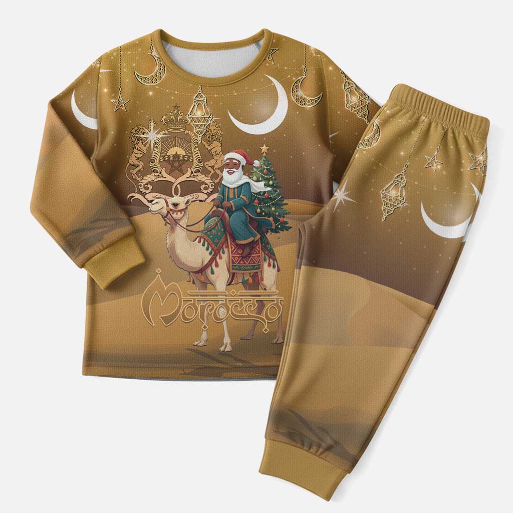 Morocco Christmas in Sahara Christmas Pajama Set Black Santa Riding Camel - Wonder Print Shop