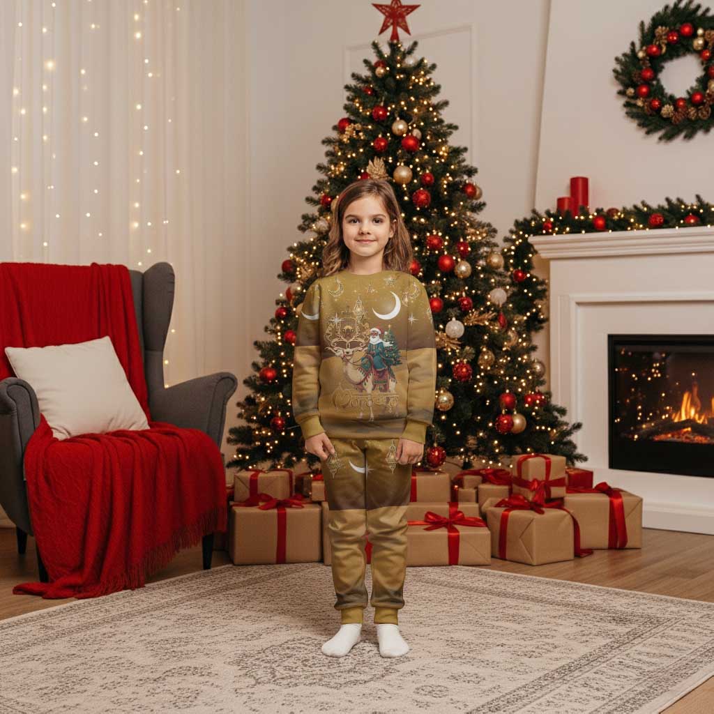 Morocco Christmas in Sahara Christmas Pajama Set Black Santa Riding Camel - Wonder Print Shop