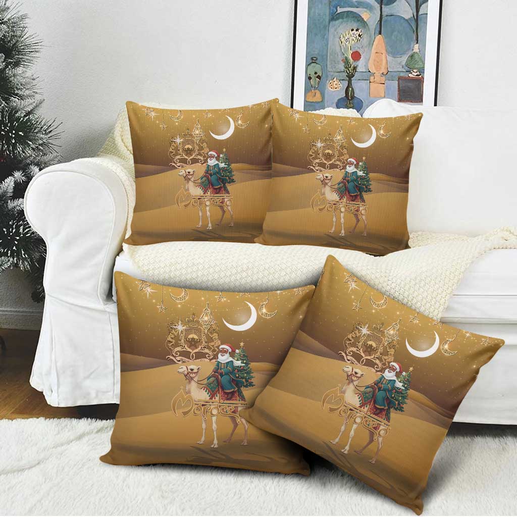 Morocco Christmas in Sahara Pillow Cover Black Santa Riding Camel - Wonder Print Shop