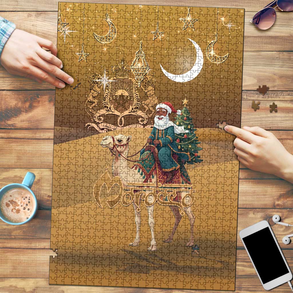 Morocco Christmas in Sahara Puzzle Black Santa Riding Camel - Wonder Print Shop