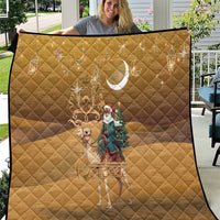 Morocco Christmas in Sahara Quilt Black Santa Riding Camel - Wonder Print Shop