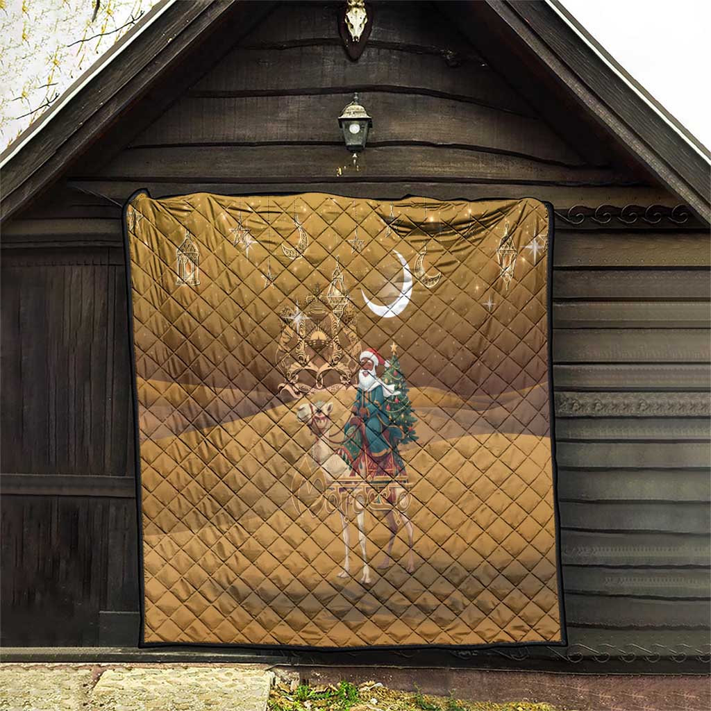 Morocco Christmas in Sahara Quilt Black Santa Riding Camel - Wonder Print Shop