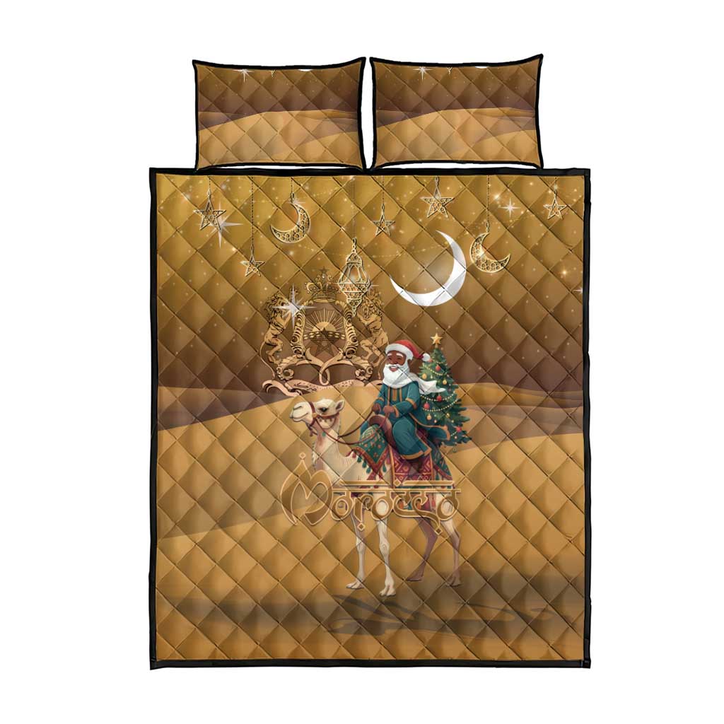 Morocco Christmas in Sahara Quilt Bed Set Black Santa Riding Camel - Wonder Print Shop