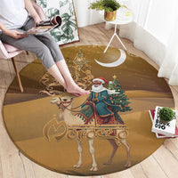 Morocco Christmas in Sahara Round Carpet Black Santa Riding Camel - Wonder Print Shop