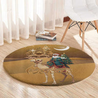 Morocco Christmas in Sahara Round Carpet Black Santa Riding Camel - Wonder Print Shop