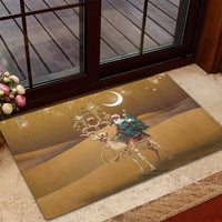 Morocco Christmas in Sahara Rubber Doormat Black Santa Riding Camel - Wonder Print Shop