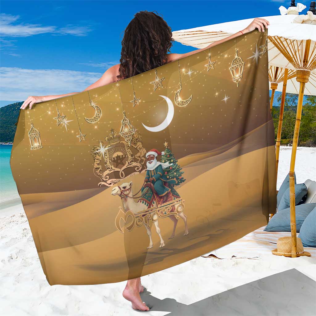 Morocco Christmas in Sahara Sarong Black Santa Riding Camel - Wonder Print Shop
