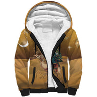 Morocco Christmas in Sahara Sherpa Hoodie Black Santa Riding Camel - Wonder Print Shop