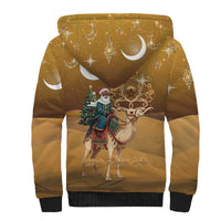Morocco Christmas in Sahara Sherpa Hoodie Black Santa Riding Camel - Wonder Print Shop
