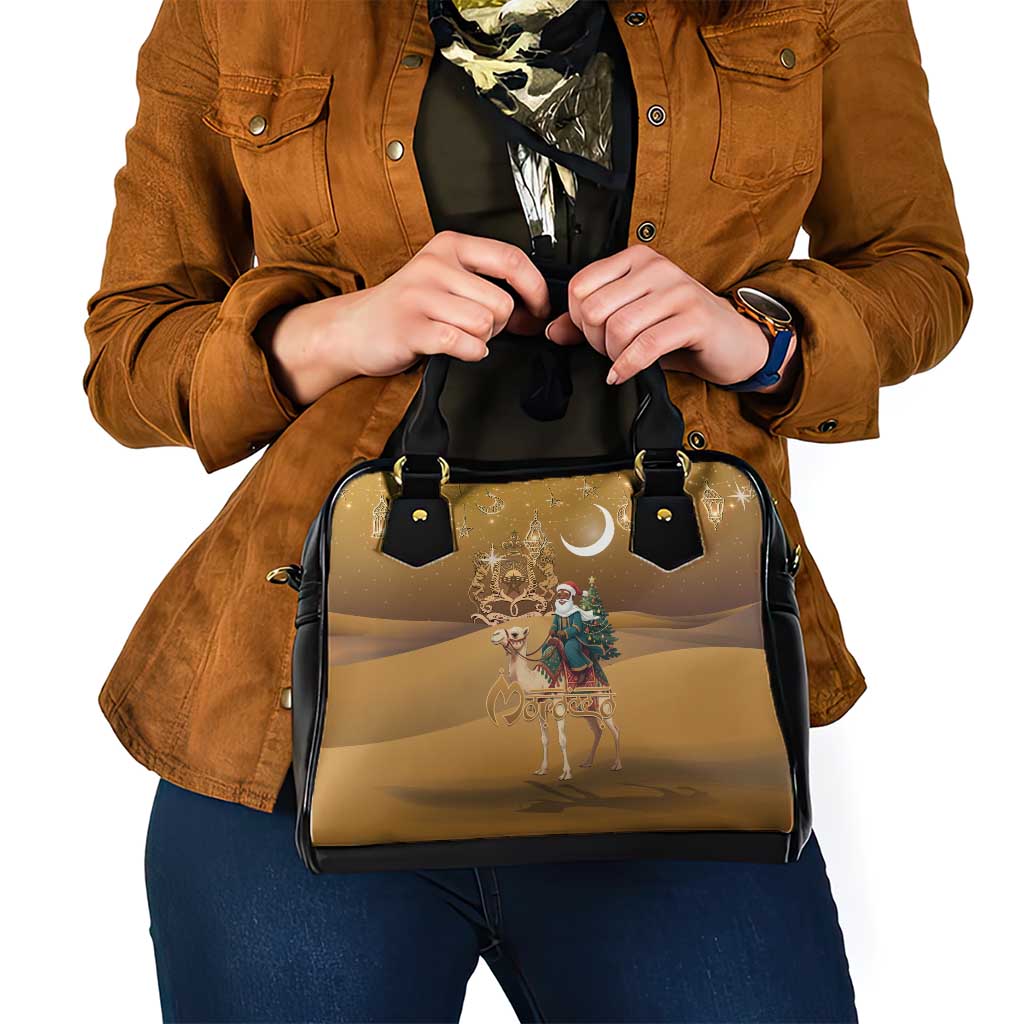 Morocco Christmas in Sahara Shoulder Handbag Black Santa Riding Camel - Wonder Print Shop