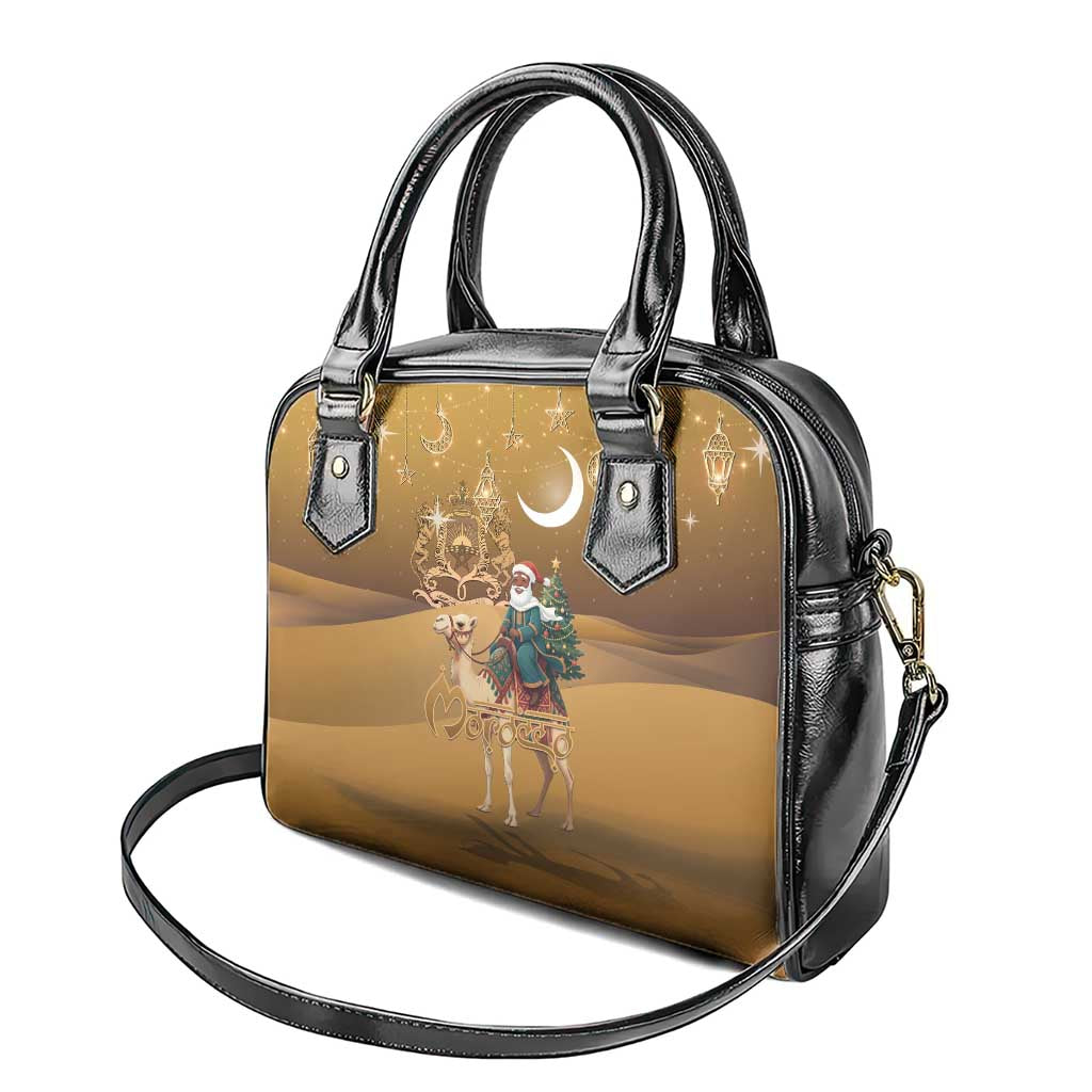 Morocco Christmas in Sahara Shoulder Handbag Black Santa Riding Camel - Wonder Print Shop
