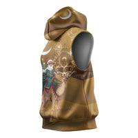 Morocco Christmas in Sahara Sleeveless Hoodie Black Santa Riding Camel - Wonder Print Shop