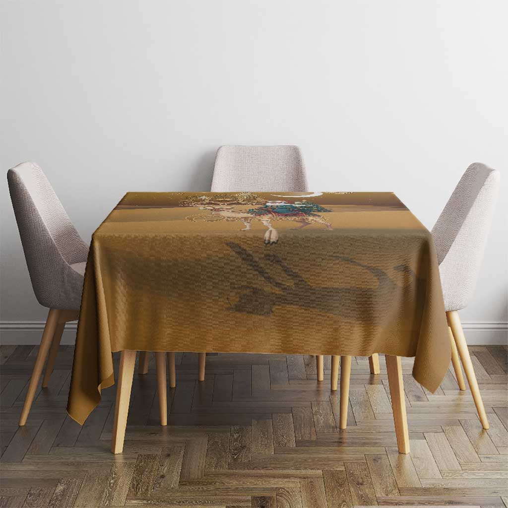Morocco Christmas in Sahara Tablecloth Black Santa Riding Camel - Wonder Print Shop