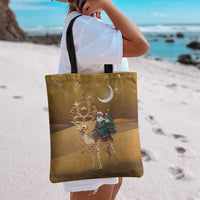 Morocco Christmas in Sahara Tote Bag Black Santa Riding Camel - Wonder Print Shop