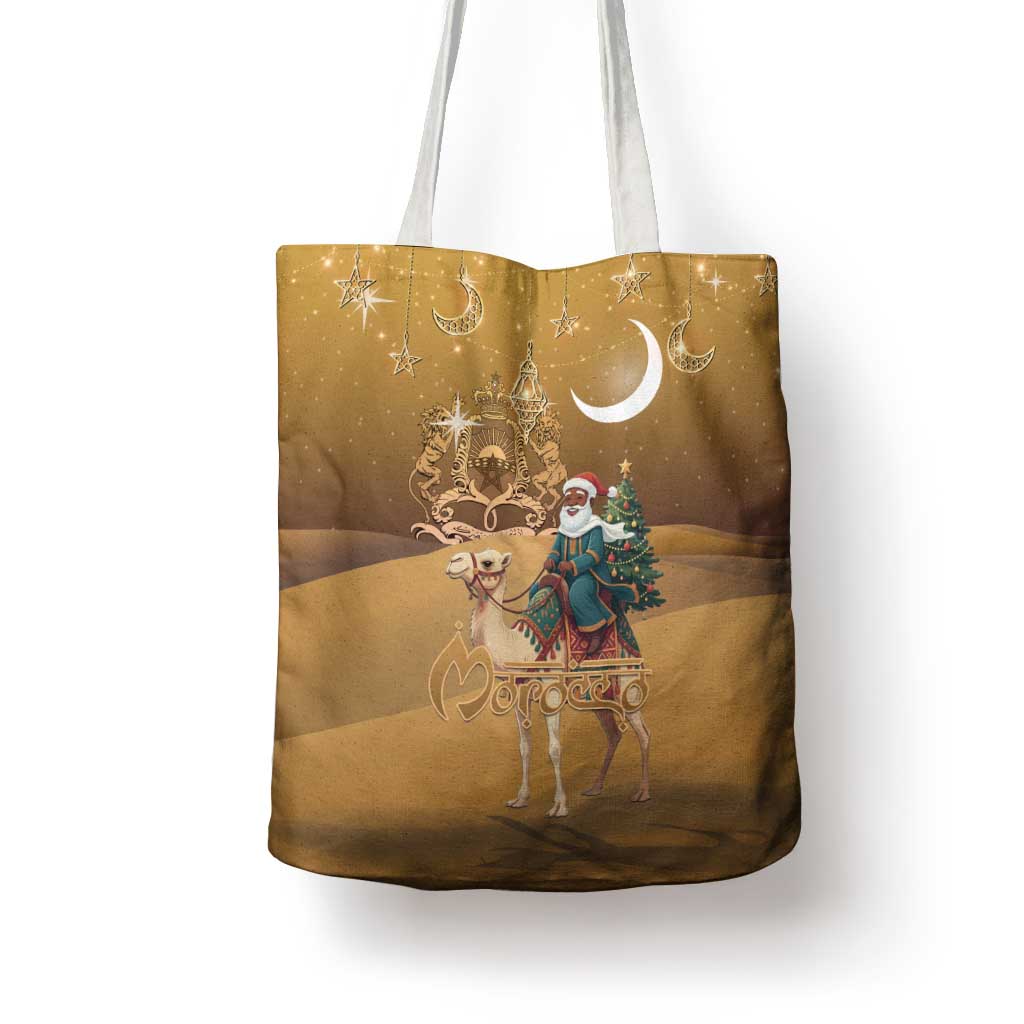 Morocco Christmas in Sahara Tote Bag Black Santa Riding Camel - Wonder Print Shop