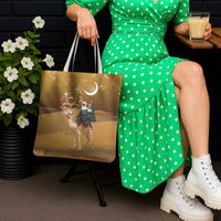 Morocco Christmas in Sahara Tote Bag Black Santa Riding Camel - Wonder Print Shop