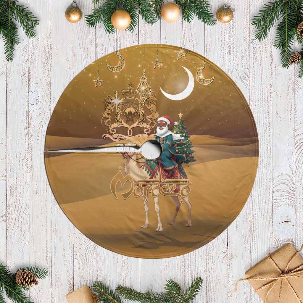 Morocco Christmas in Sahara Tree Skirt Black Santa Riding Camel - Wonder Print Shop