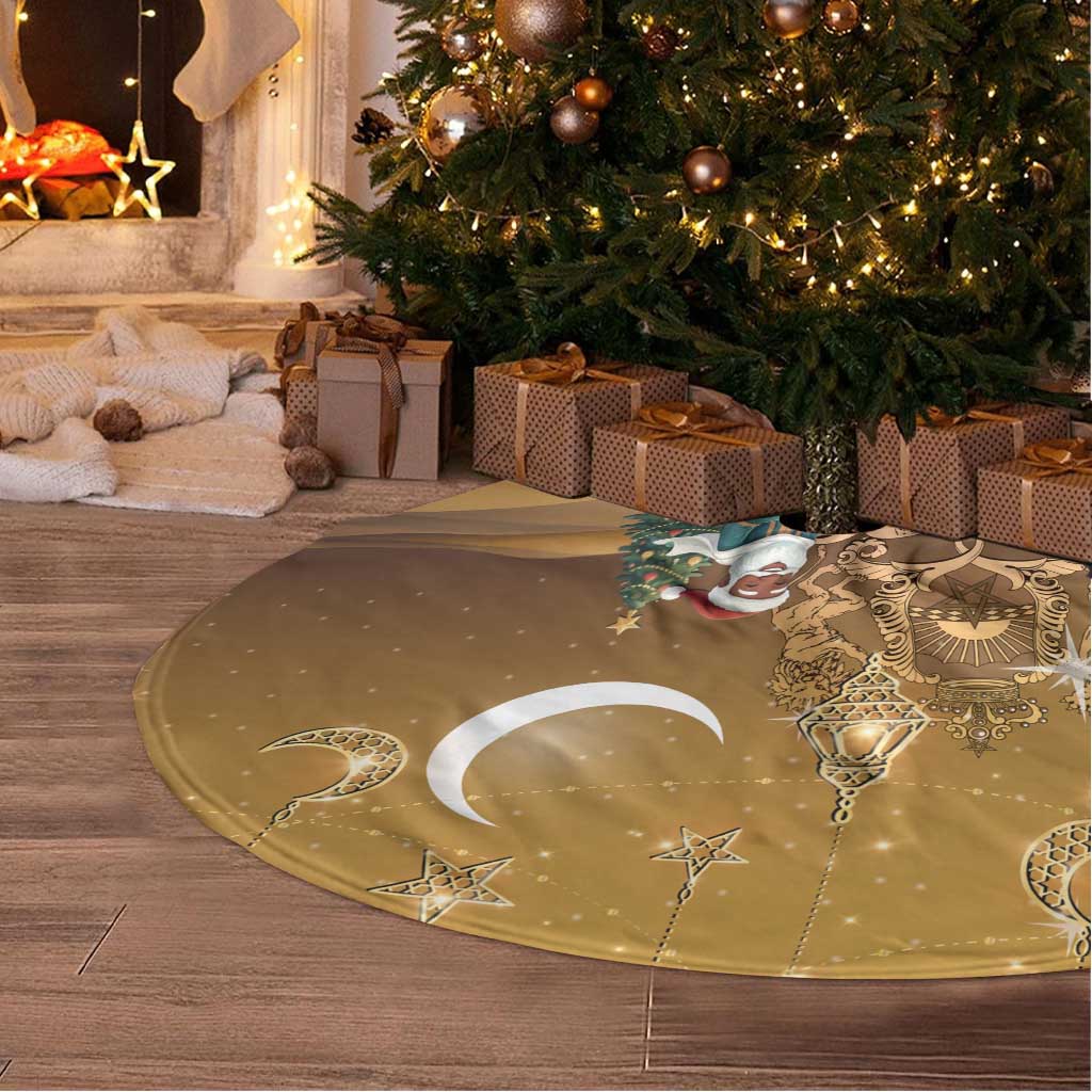 Morocco Christmas in Sahara Tree Skirt Black Santa Riding Camel - Wonder Print Shop