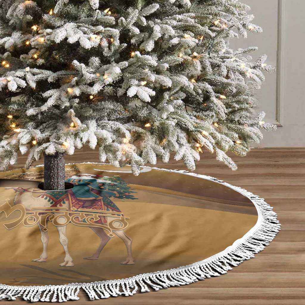 Morocco Christmas in Sahara Tree Skirt Black Santa Riding Camel - Wonder Print Shop