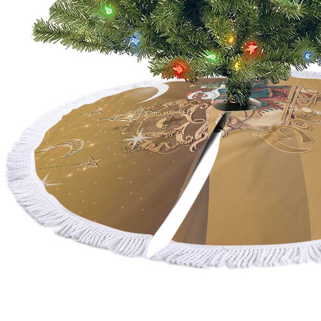 Morocco Christmas in Sahara Tree Skirt Black Santa Riding Camel - Wonder Print Shop