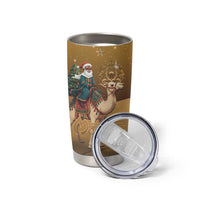 Morocco Christmas in Sahara Tumbler Cup Black Santa Riding Camel - Wonder Print Shop