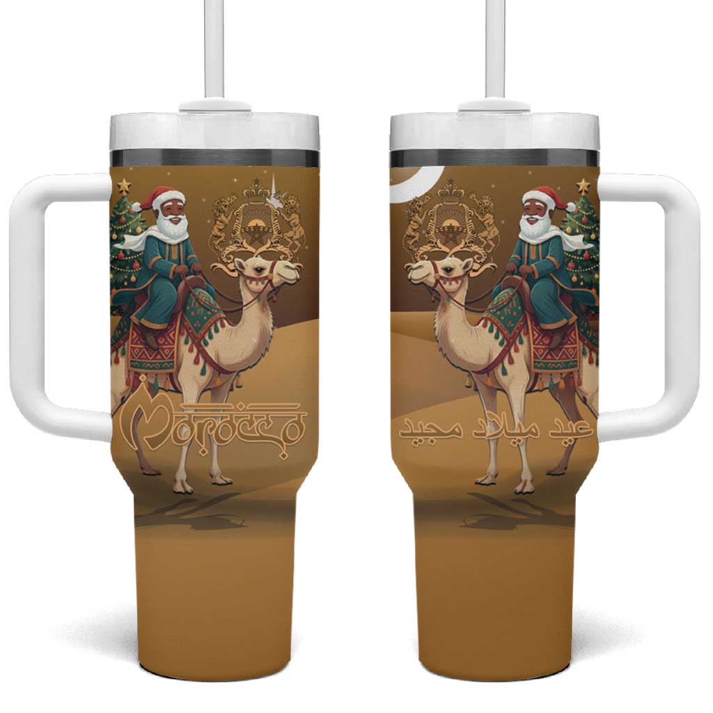 Morocco Christmas in Sahara Tumbler With Handle Black Santa Riding Camel - Wonder Print Shop