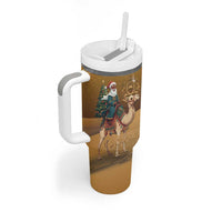 Morocco Christmas in Sahara Tumbler With Handle Black Santa Riding Camel - Wonder Print Shop