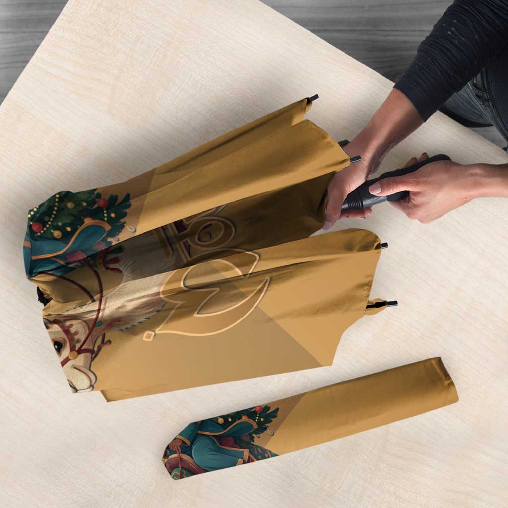 Morocco Christmas in Sahara Umbrella Black Santa Riding Camel - Wonder Print Shop