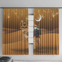 Morocco Christmas in Sahara Window Curtain Black Santa Riding Camel - Wonder Print Shop
