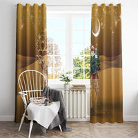 Morocco Christmas in Sahara Window Curtain Black Santa Riding Camel - Wonder Print Shop