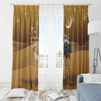 Morocco Christmas in Sahara Window Curtain Black Santa Riding Camel - Wonder Print Shop
