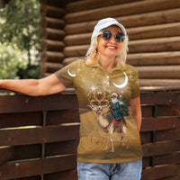 Morocco Christmas in Sahara Women Polo Shirt Black Santa Riding Camel - Wonder Print Shop