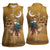 Morocco Christmas in Sahara Women Sleeveless Polo Shirt Black Santa Riding Camel - Wonder Print Shop