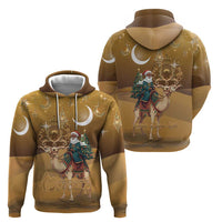 Morocco Christmas in Sahara Zip Hoodie Black Santa Riding Camel - Wonder Print Shop