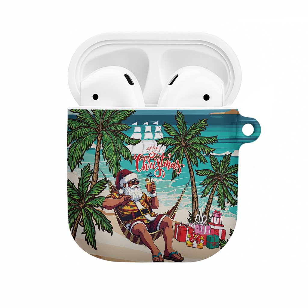 Liberia Christmas AirPods Case Santa Chill on Tropical Beach - Wonder Print Shop