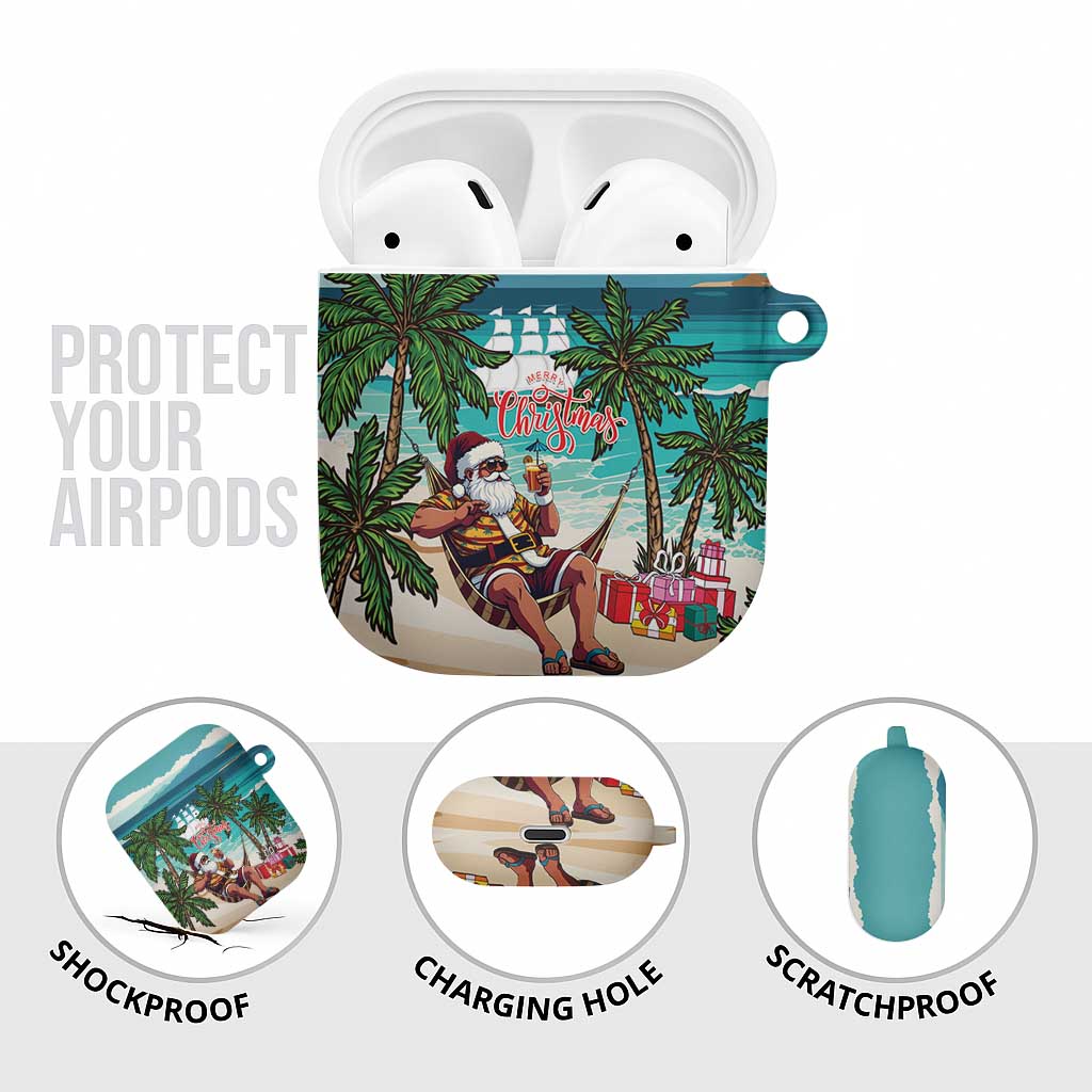 Liberia Christmas AirPods Case Santa Chill on Tropical Beach - Wonder Print Shop